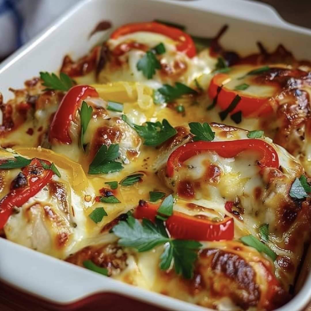 Baked Chicken with Bell Peppers and Cheese: 462241324_2795159287319933_7032270718121923339_n