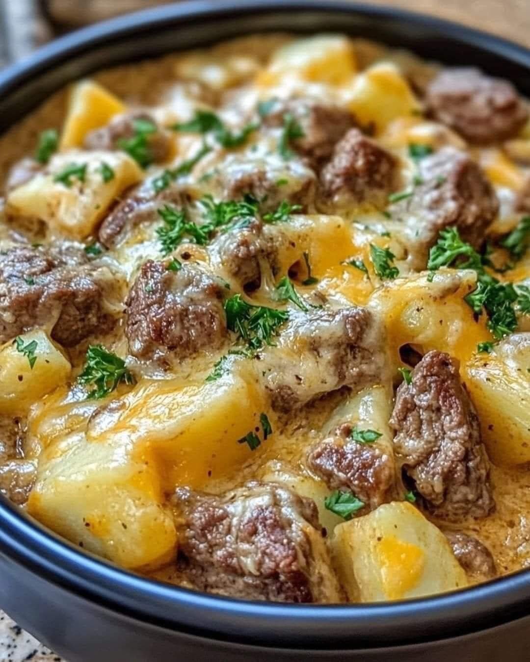 Slow Cooker Steak and Cheddar Potato Casserole 466919667_122116203620571519_2687854777884876167_n